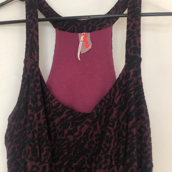 Free People Dark Pink & Velvet Leopard Print Dress - Picture 4 of 7